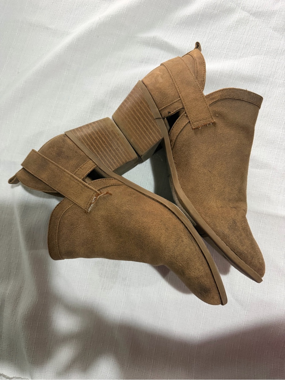 Suede Slip-On Ankle Booties in Chestnut Brown - Picture 7 of 8